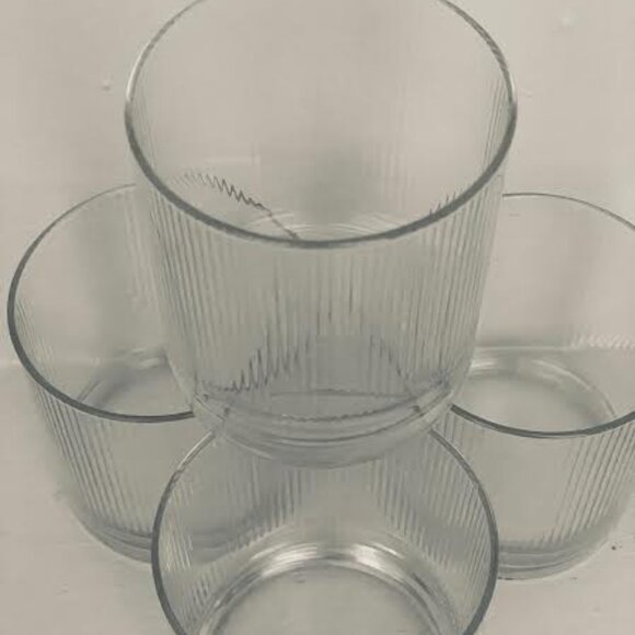 A Classic Vintage Bormioli Set Of 4 Optique Old Fashion 14oz Drinking Glasses Ma - Picture 7 of 12